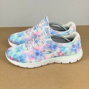 Skechers Summits Looking Groovy Watercolor Shoes Womens 10 White Multicolor